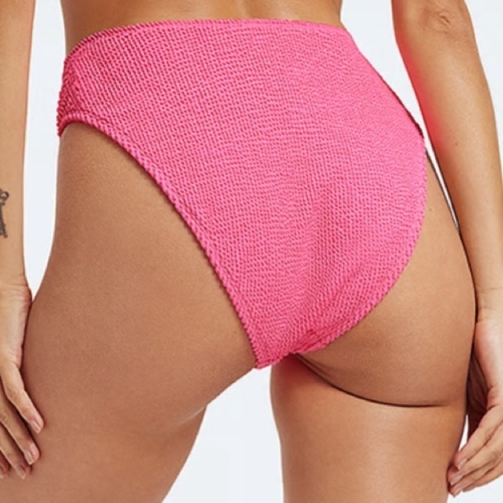 New! Good American always fits pink textured bikini bottom 2201